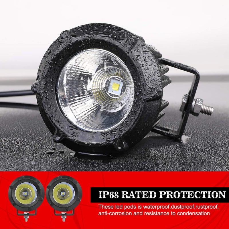 Auto Power Plus LED Pods, 2PCS 3" 50W Round Off Road Driving Lights Spot Flood Combo Round LED Pod Light Waterproof Backup Work Light for Off Road Truck Motorcycle ATV Boat Tractor - Image 4